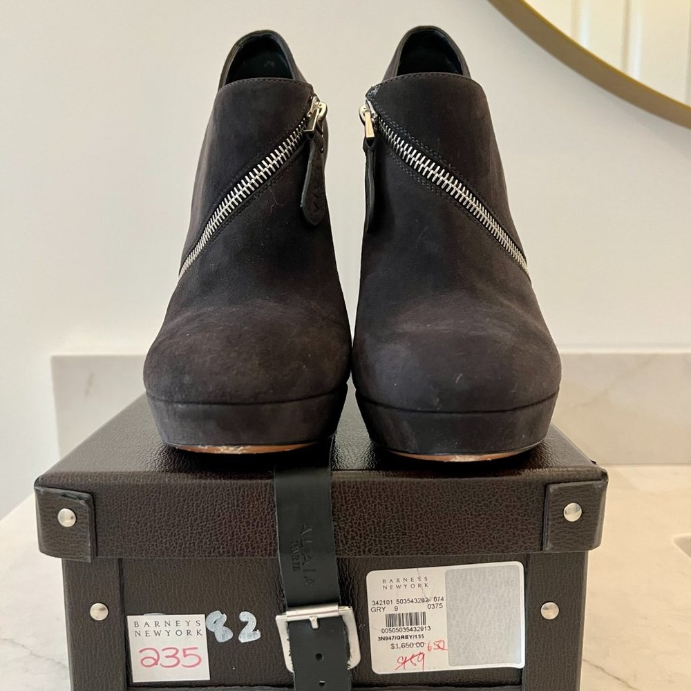 Alaia, Grey Zipper Bootie, Size 39 - image 2